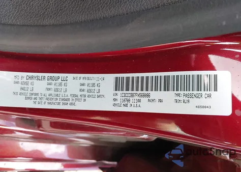 2015 Chrysler 200 S из США, поврежденный, VIN 1C3CCCBB7FN568086